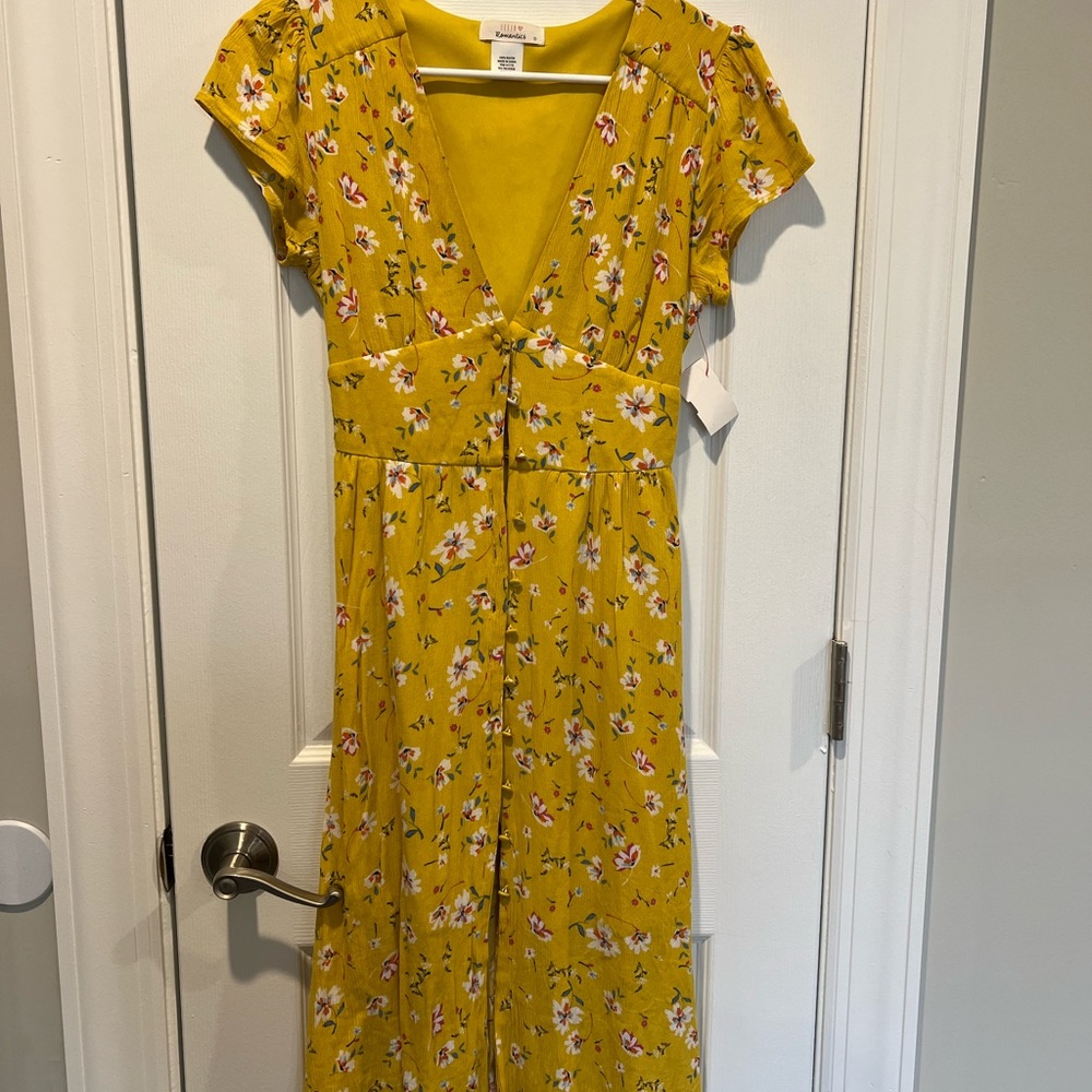 Long Mustard Floral Dress
